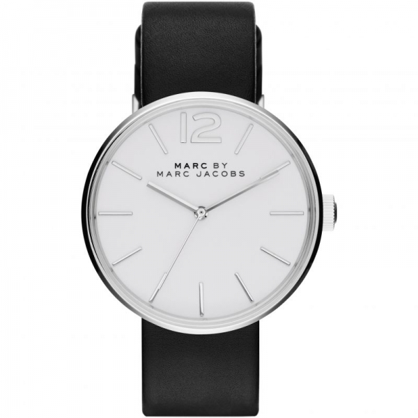 Marc Jacobs Uhr Damen 36mm Weiß Schwarz Leder-Armband Peggy MBM1365