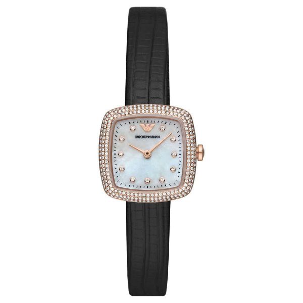 Emporio Armani Uhr Damen Rosegold Perlmutt Leder-Armband 26mm Quarz AR11495