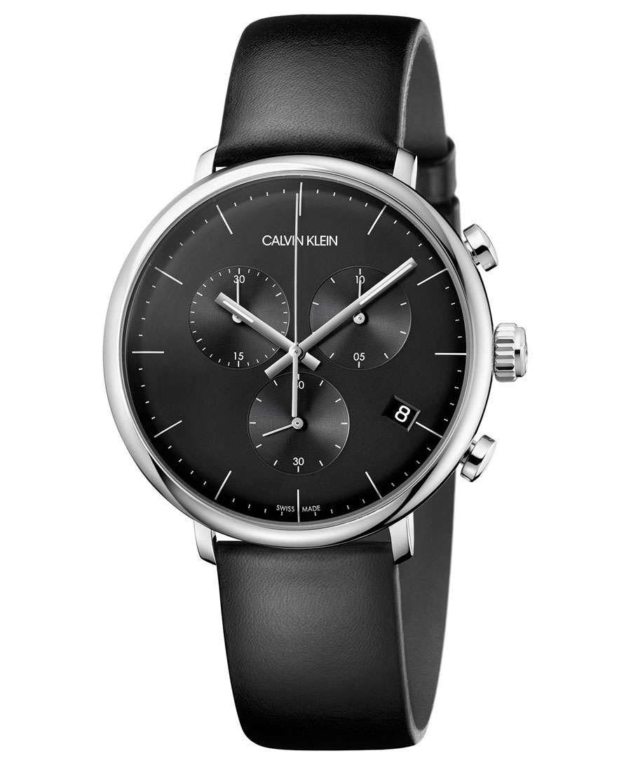 Calvin Klein High Noon Chronograph Quarz 43mm Schwarz Leder-Armband  K8M271C1 zum günstigen Preis kaufen | UHREN01 | Edelstahlarmbänder