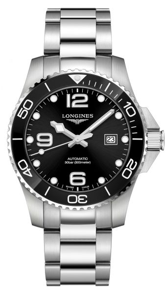 Longines HydroConquest 43mm schwarz Automatik Herren Uhr Edelstahl-Armband L3.782.4.56.6
