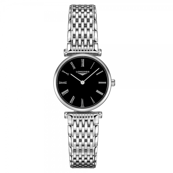 Longines La Grande Classique Damen 24 mm Silber Schwarz Edelstahl-Armband Quarz L4.209.4.51.6 | Uhren01