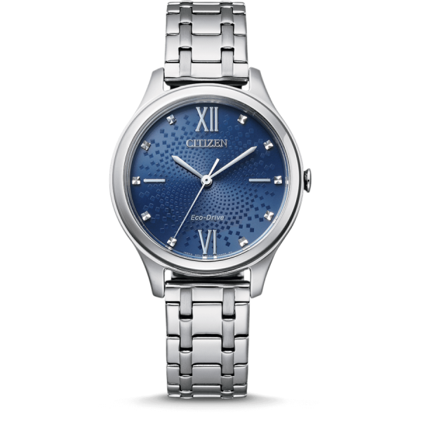 Citizen Eco-Drive Damen Uhr Quartz 32mm Zifferblatt blau Edelstahl-armband silber EM0500-73L | UHREN01