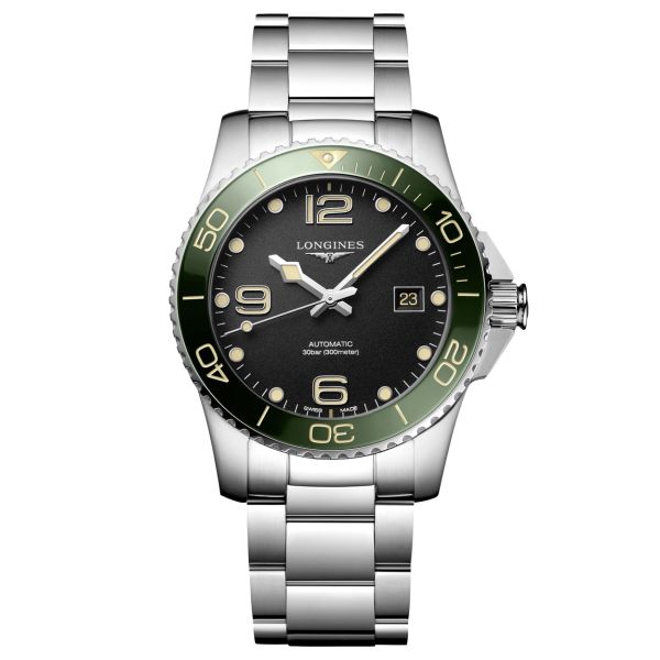 Longines HydroConquest 41mm Automatik Herren Uhr Grün Edelstahl-Armband L3.781.4.05.6