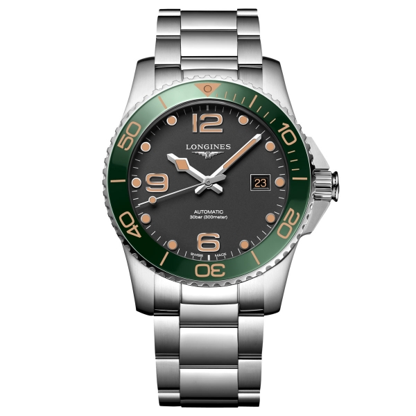 Longines HydroConquest 41mm Automatik Herren Uhr Grün Edelstahl-Armband L3.781.4.05.6