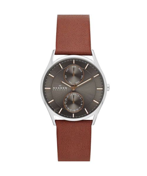 Skagen Uhr Herren Chronograph 40mm Grau Leder-Armband Quarz Holst SKW6086