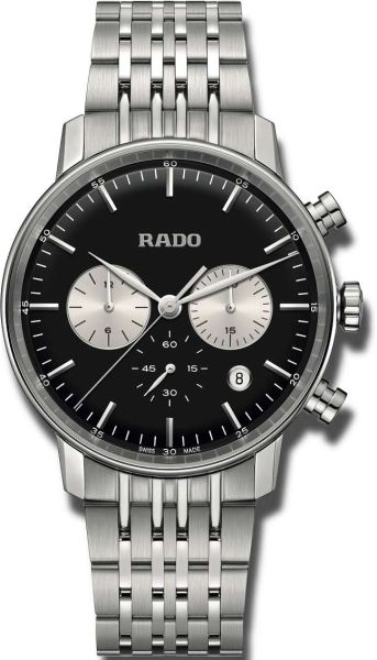 Rado Coupole Classic XL R22910153 Chronograph 42mm Quarz Herrenuhr Edelstahl Zifferblatt schwarz silber